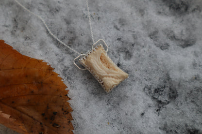 Gray Wolf Bone "Hooded Figure" Necklace - .925 Sterling Silver