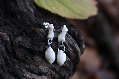 Red Fox Patella and Rib Stud Earrings - .925 Silver