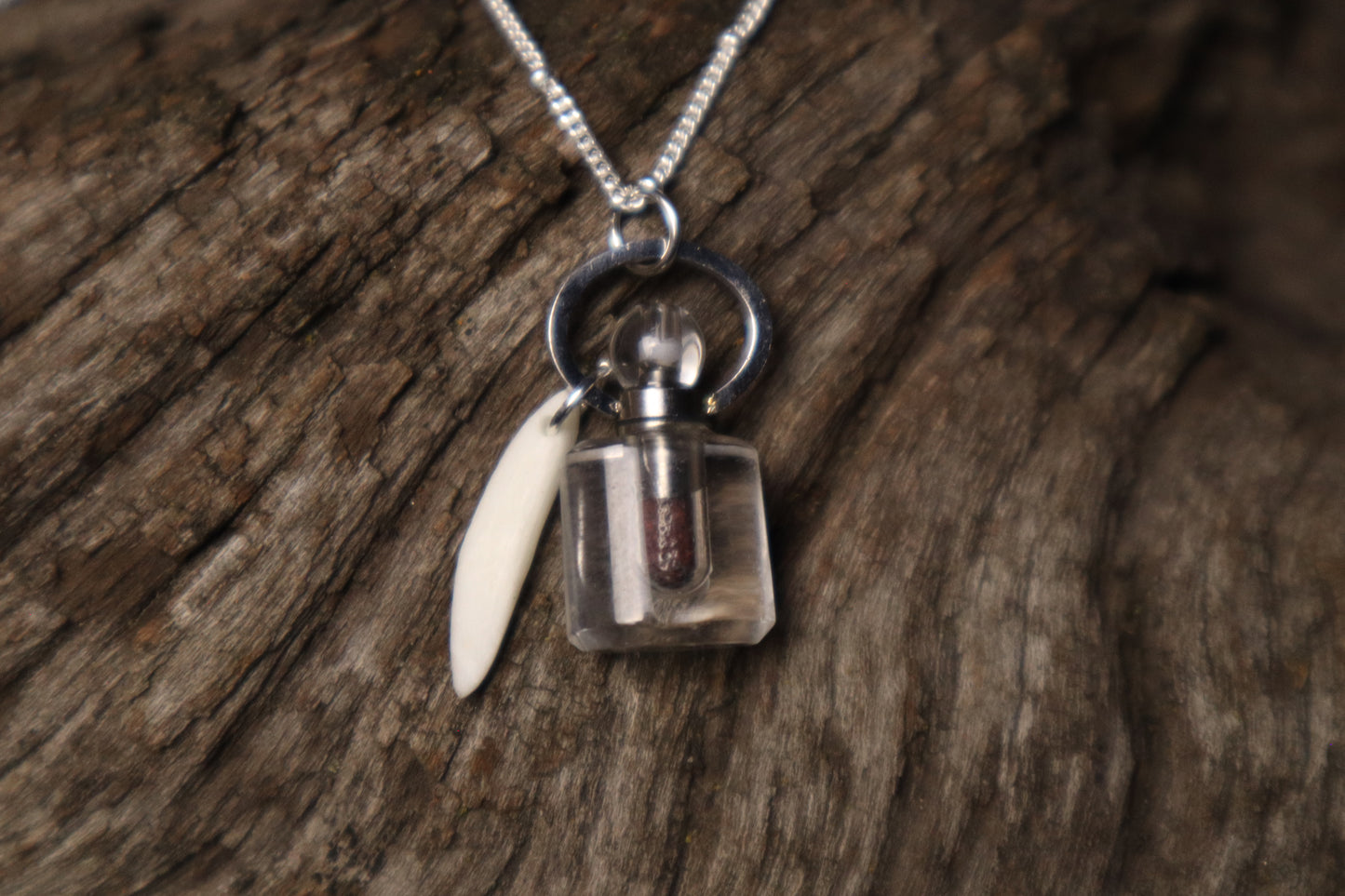 Gray Wolf Blood and Bone Shard Necklace