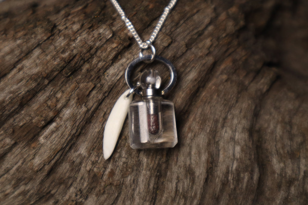 Gray Wolf Blood and Bone Shard Necklace
