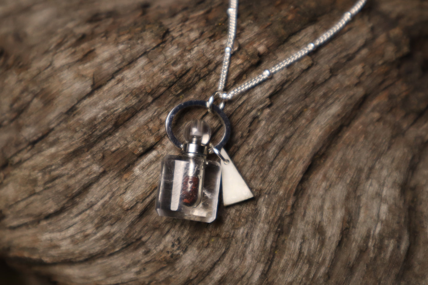 Gray Wolf Blood and Bone Triangle Necklace