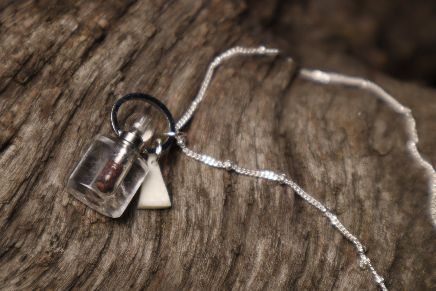 Gray Wolf Blood and Bone Triangle Necklace