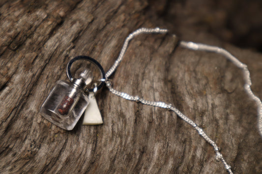 Gray Wolf Blood and Bone Triangle Necklace