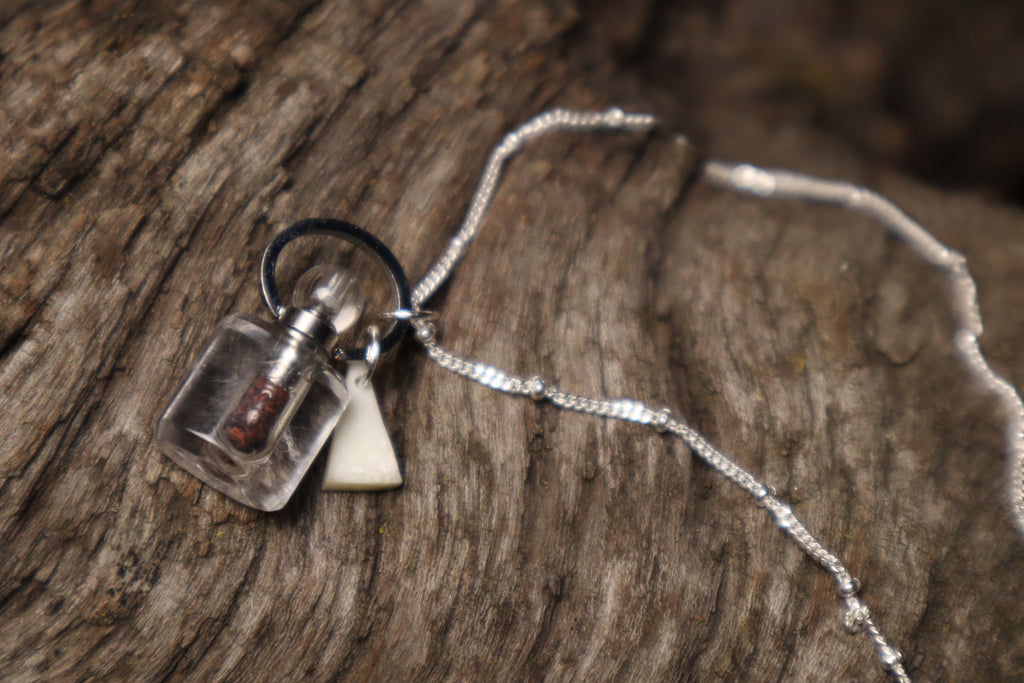 Gray Wolf Blood and Bone Triangle Necklace