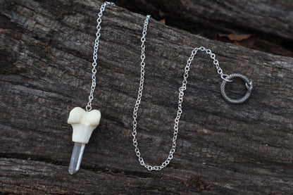 Polydactyl Cat Femur Pendulum with Ouroboros Ring