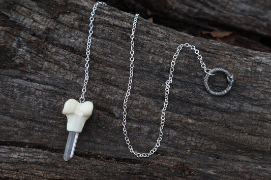 Polydactyl Cat Femur Pendulum with Ouroboros Ring