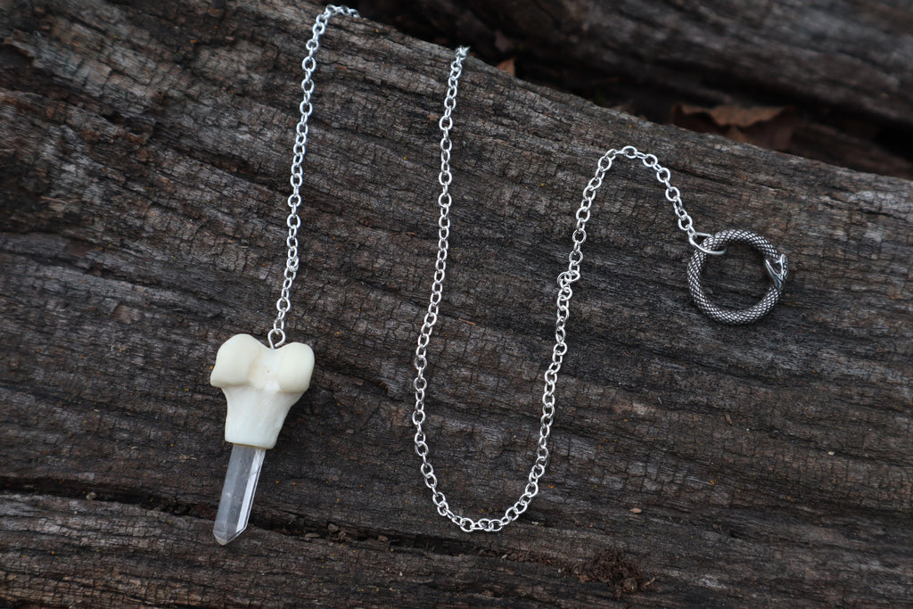 Polydactyl Cat Femur Pendulum with Ouroboros Ring