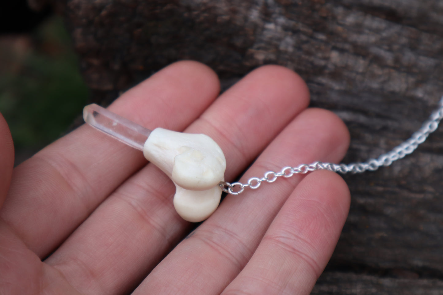 Polydactyl Cat Femur Pendulum with Ouroboros Ring