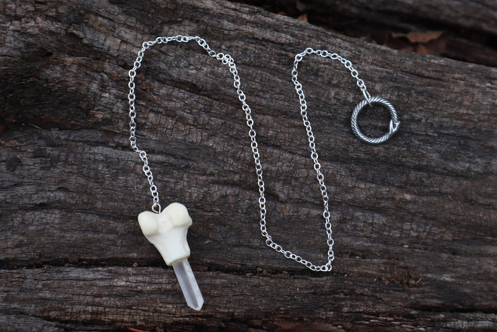 Polydactyl Cat Femur Pendulum with Ouroboros Ring