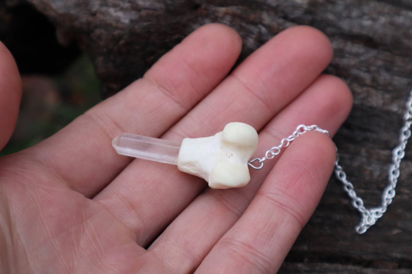 Polydactyl Cat Femur Pendulum with Ouroboros Ring