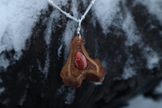 Red Fox Tibia and Sunstone Necklace