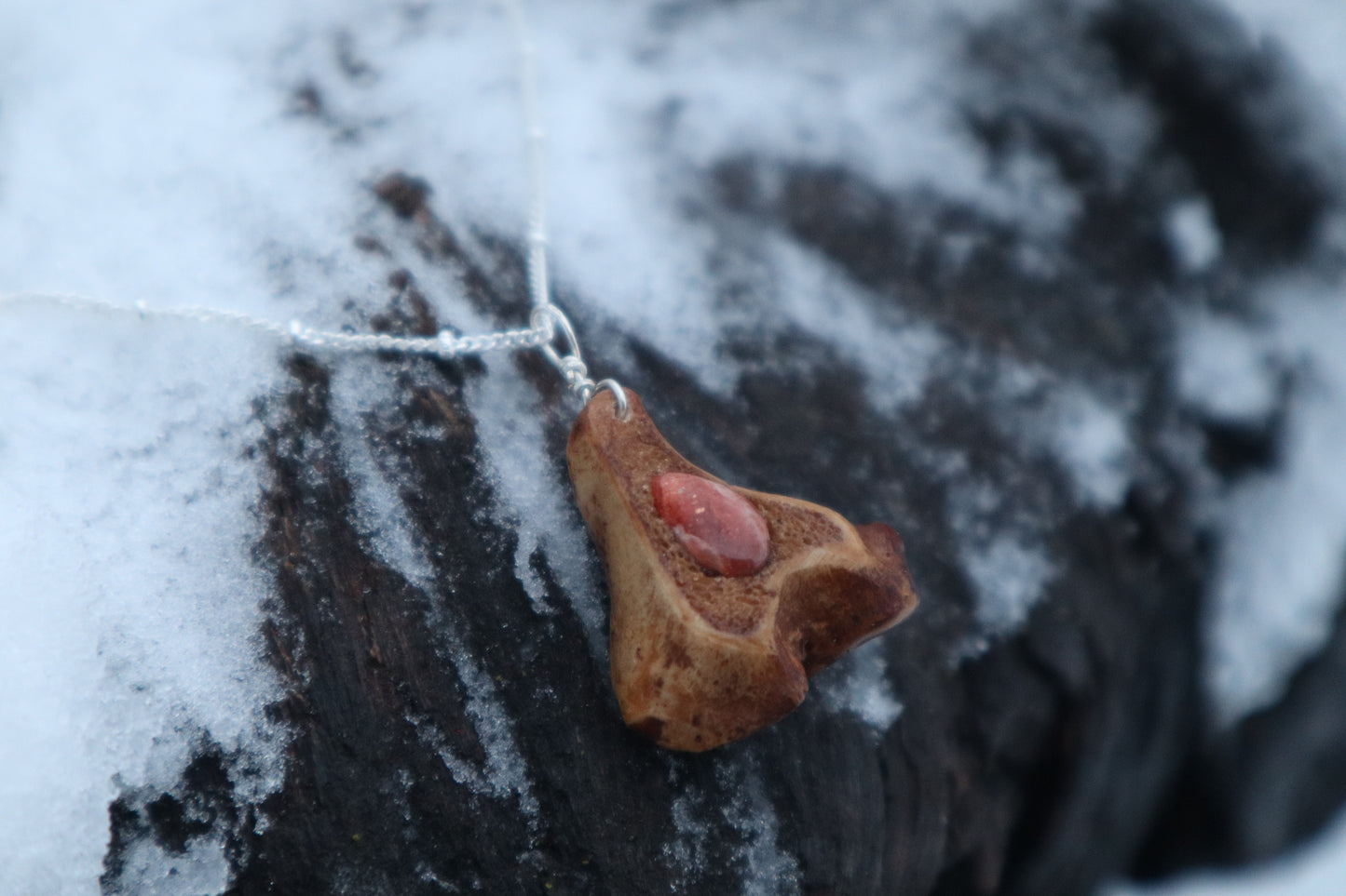 Red Fox Tibia and Sunstone Necklace