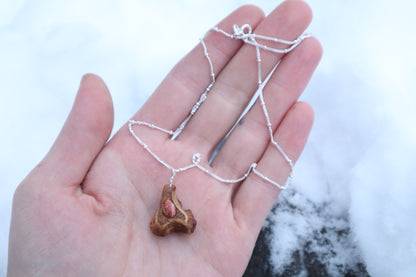 Red Fox Tibia and Sunstone Necklace