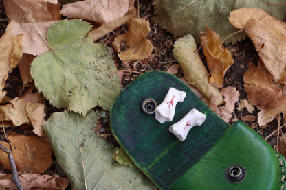 Mountain Lion Bone Divination Set - Green and Yellow