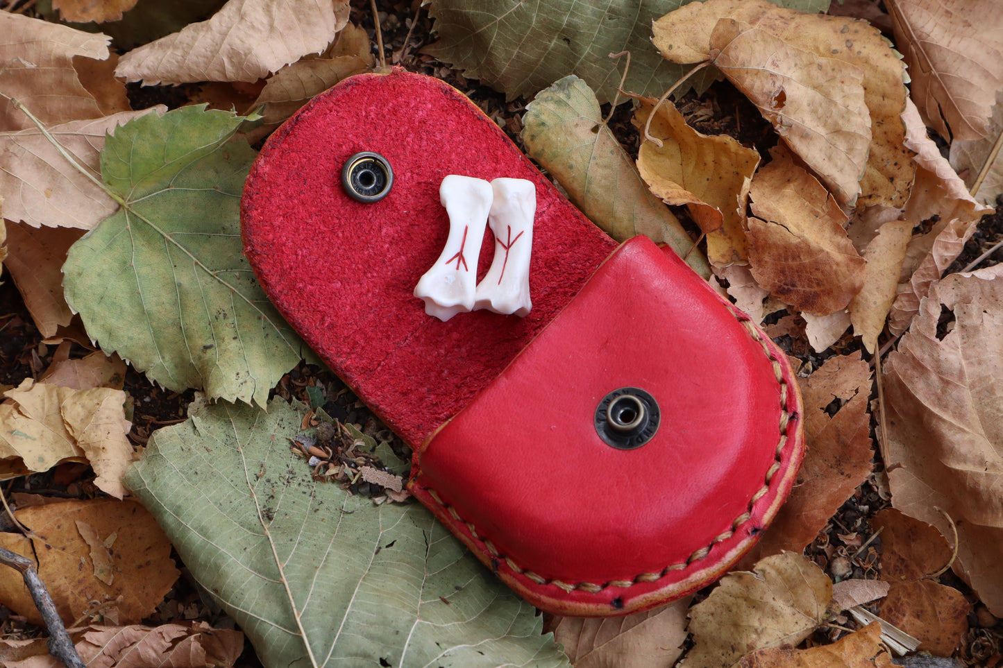 Mountain Lion Bone Divination Set - Red and Yellow