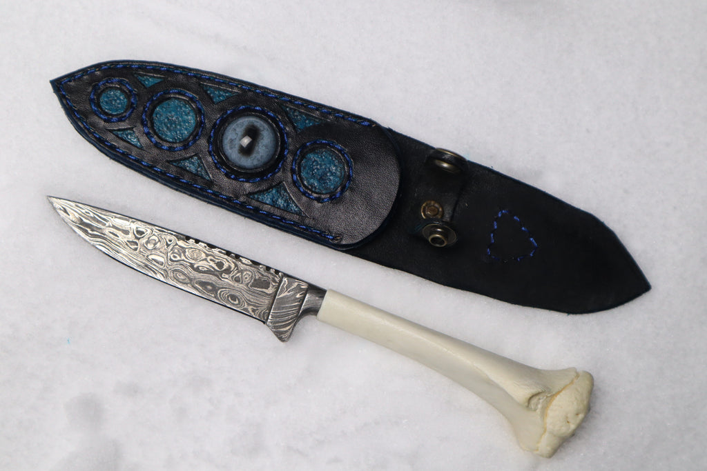 Damascus Whitetail Fawn Eye Knife