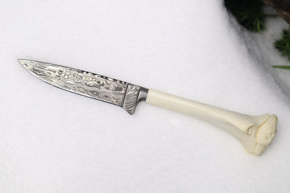 Damascus Whitetail Fawn Eye Knife