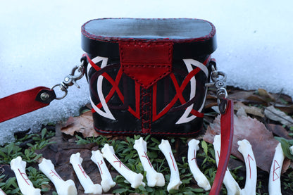 Mountain Lion Bone Younger Futhark Rune Set with Leather Case