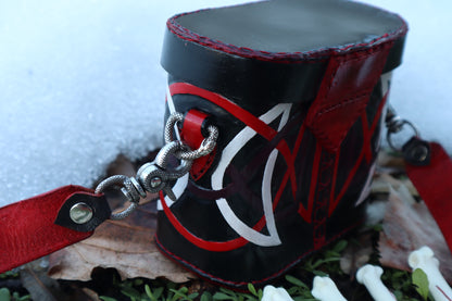 Mountain Lion Bone Younger Futhark Rune Set with Leather Case