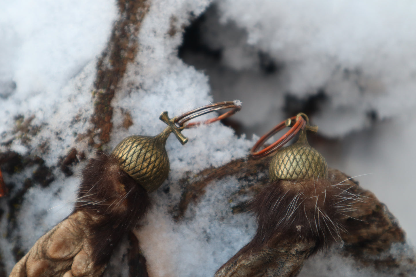 Opossum Paw Acorn Keychain