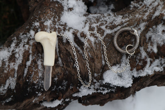 Red Fox Humerus Pendulum with Ouroboros Ring