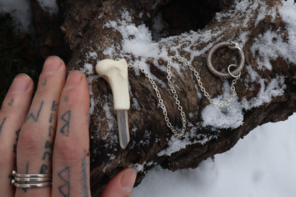Red Fox Humerus Pendulum with Ouroboros Ring