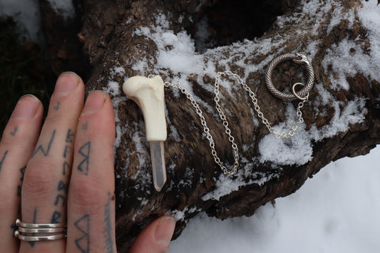 Red Fox Humerus Pendulum with Ouroboros Ring
