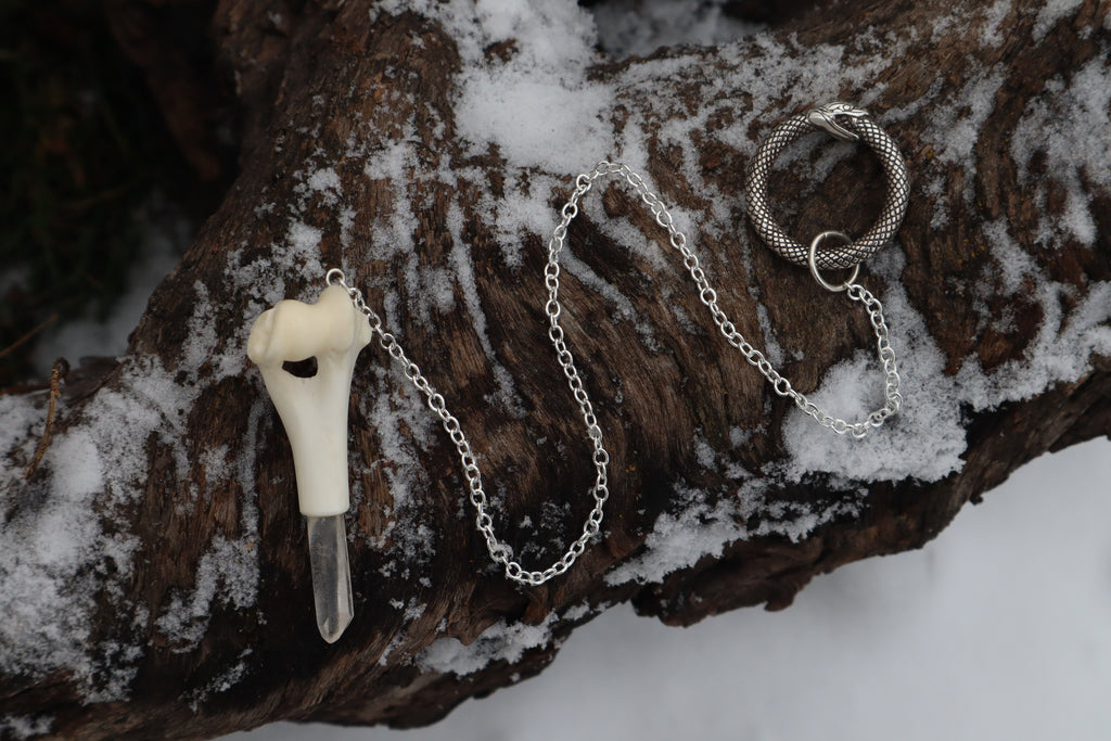 Red Fox Humerus Pendulum with Ouroboros Ring