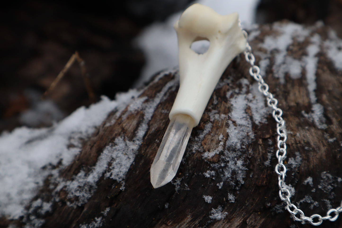 Red Fox Humerus Pendulum with Ouroboros Ring