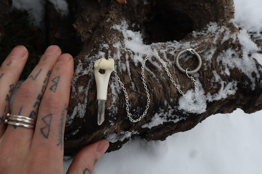 Red Fox Humerus Pendulum with Ouroboros Ring