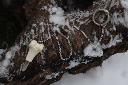 Red Fox Femur Pendulum with Ouroboros Ring