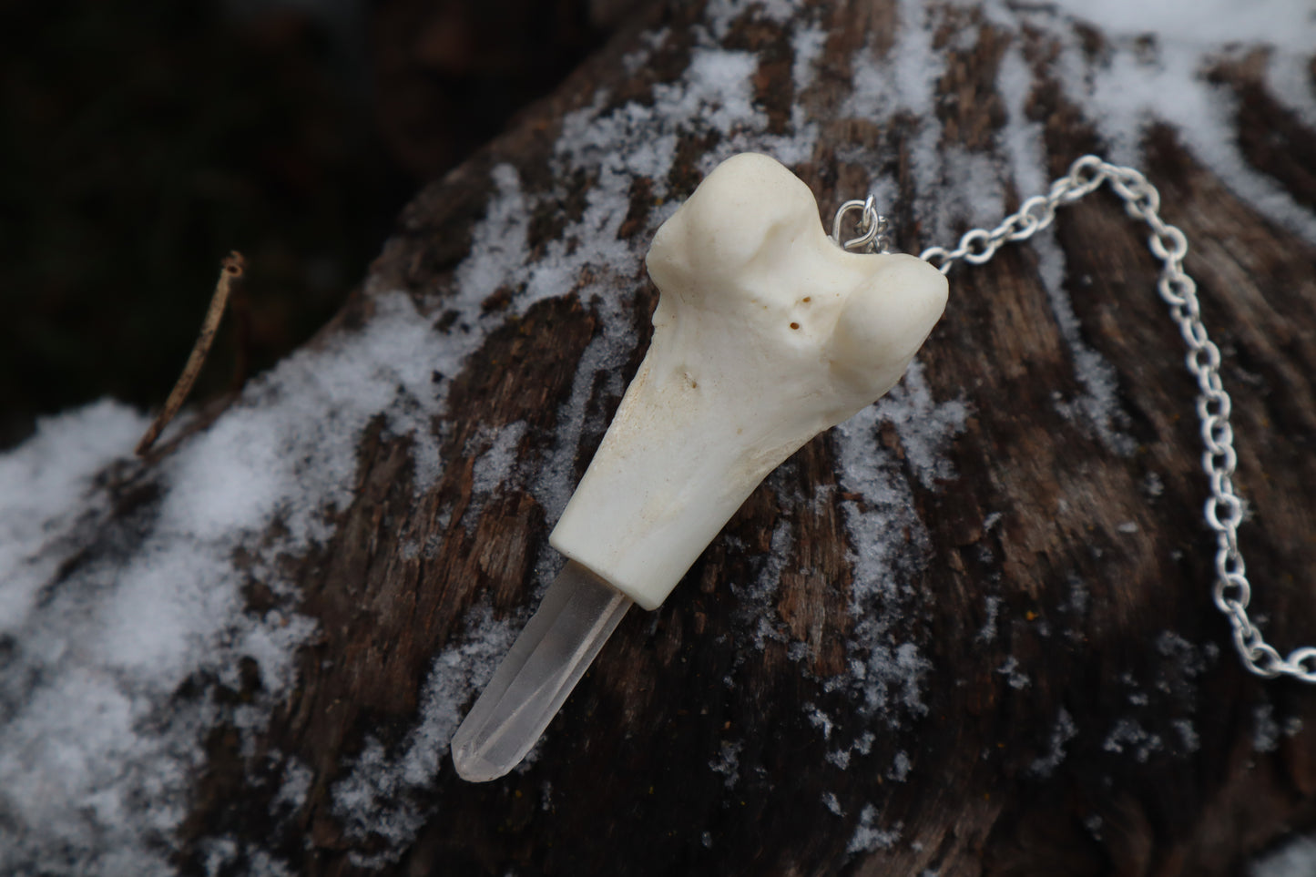 Red Fox Femur Pendulum with Ouroboros Ring