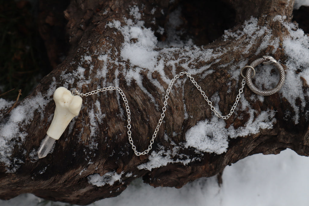 Red Fox Femur Pendulum with Ouroboros Ring