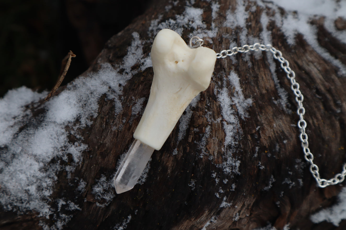Red Fox Femur Pendulum with Ouroboros Ring