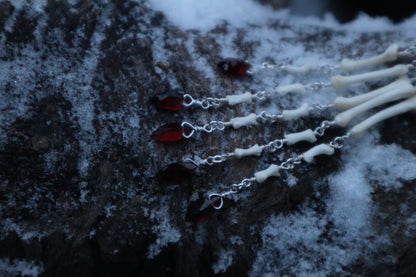 Reserved for Ann-Marie Beach - Fluid Striped Skunk Paw Articulation Necklace with Garnet “Claws”