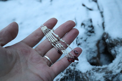Reserved for Ann-Marie Beach - Fluid Striped Skunk Paw Articulation Necklace with Garnet “Claws”