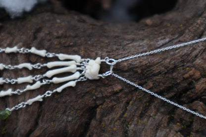Fluid Striped Skunk Paw Articulation Necklace with Peridot “Claws”