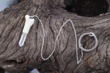 Domestic Cat Tibia Pendulum with Ouroboros Ring