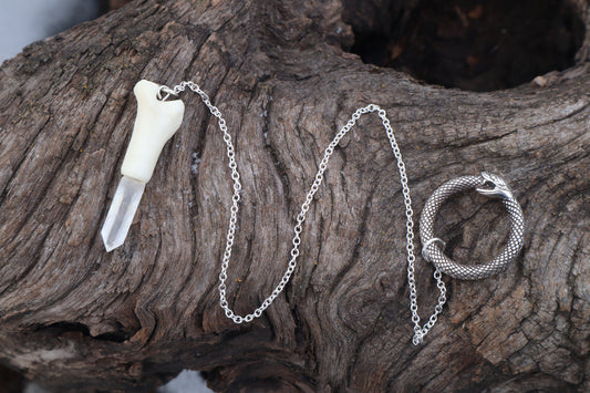 Domestic Cat Tibia Pendulum with Ouroboros Ring