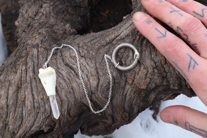 Domestic Cat Humerus Pendulum with Ouroboros Ring