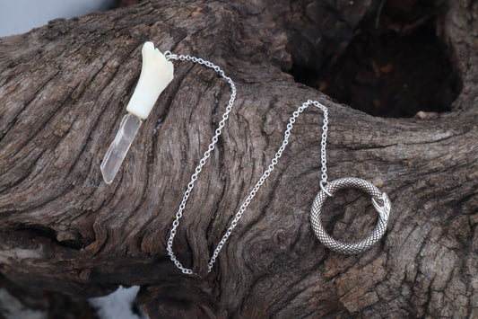 Domestic Cat Tibia Pendulum with Ouroboros Ring
