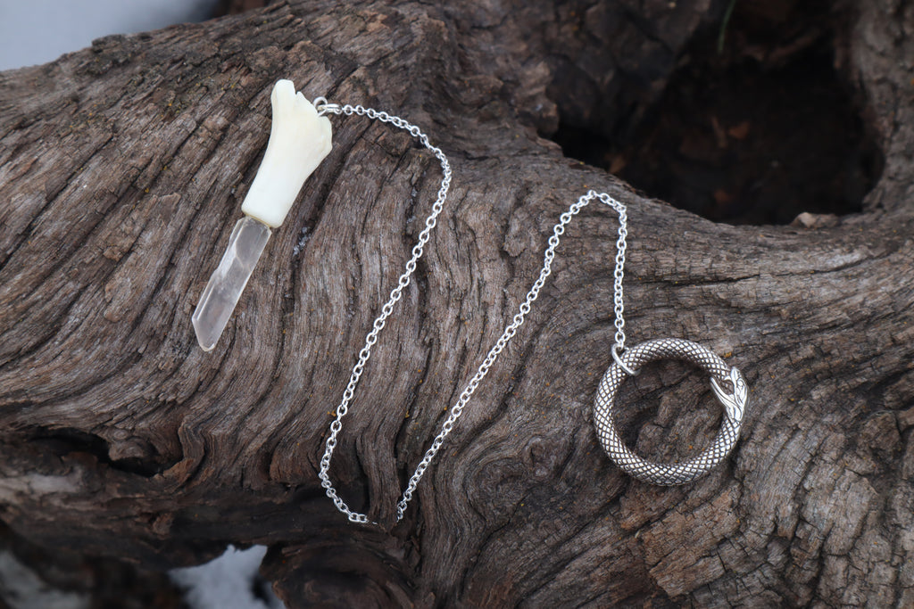 Domestic Cat Tibia Pendulum with Ouroboros Ring