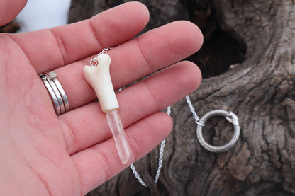Domestic Cat Tibia Pendulum with Ouroboros Ring