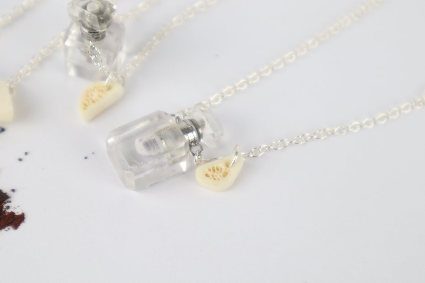 Gray Wolf Blood and Bone Quartz Necklace