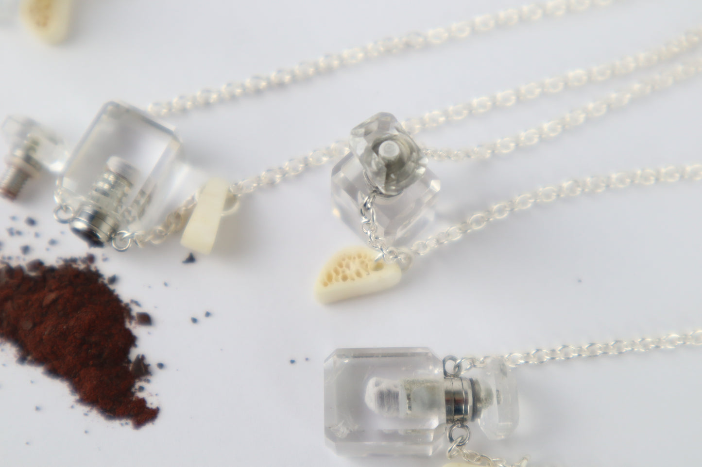 Gray Wolf Blood and Bone Quartz Necklace