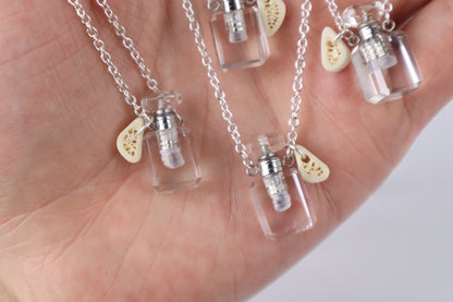 Gray Wolf Blood and Bone Quartz Necklace