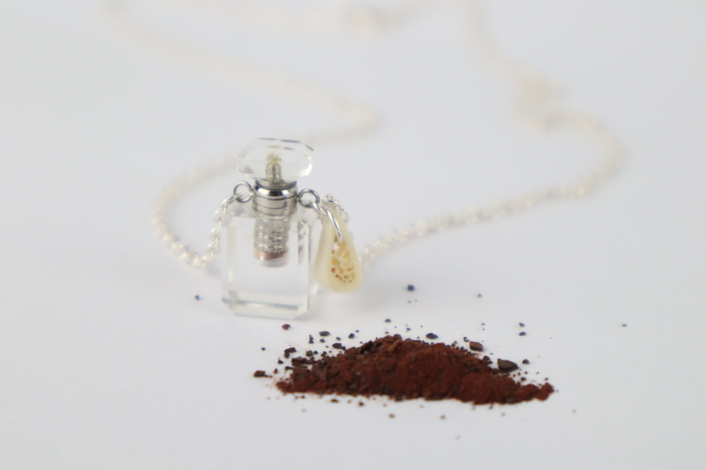 Gray Wolf Blood and Bone Quartz Necklace