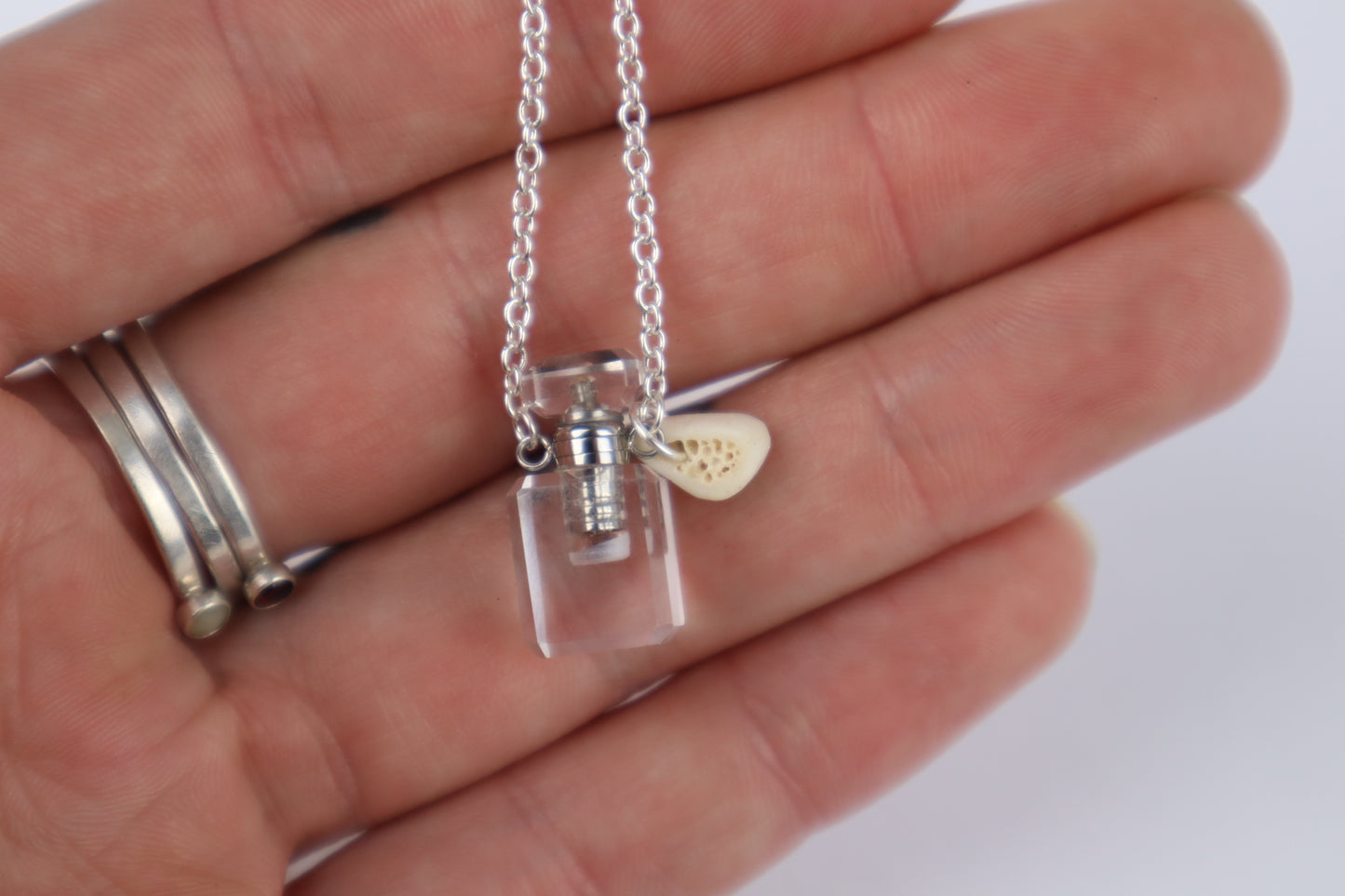 Gray Wolf Blood and Bone Quartz Necklace