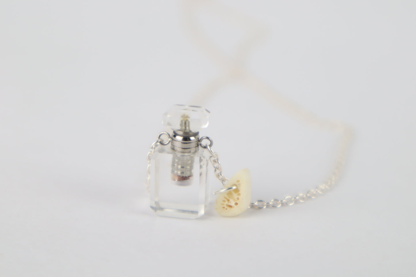 Gray Wolf Blood and Bone Quartz Necklace