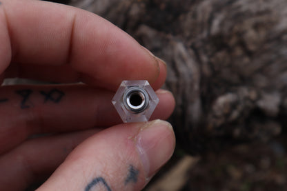 Gray Wolf Blood and Bone Quartz Pendulum with Ouroboros Ring